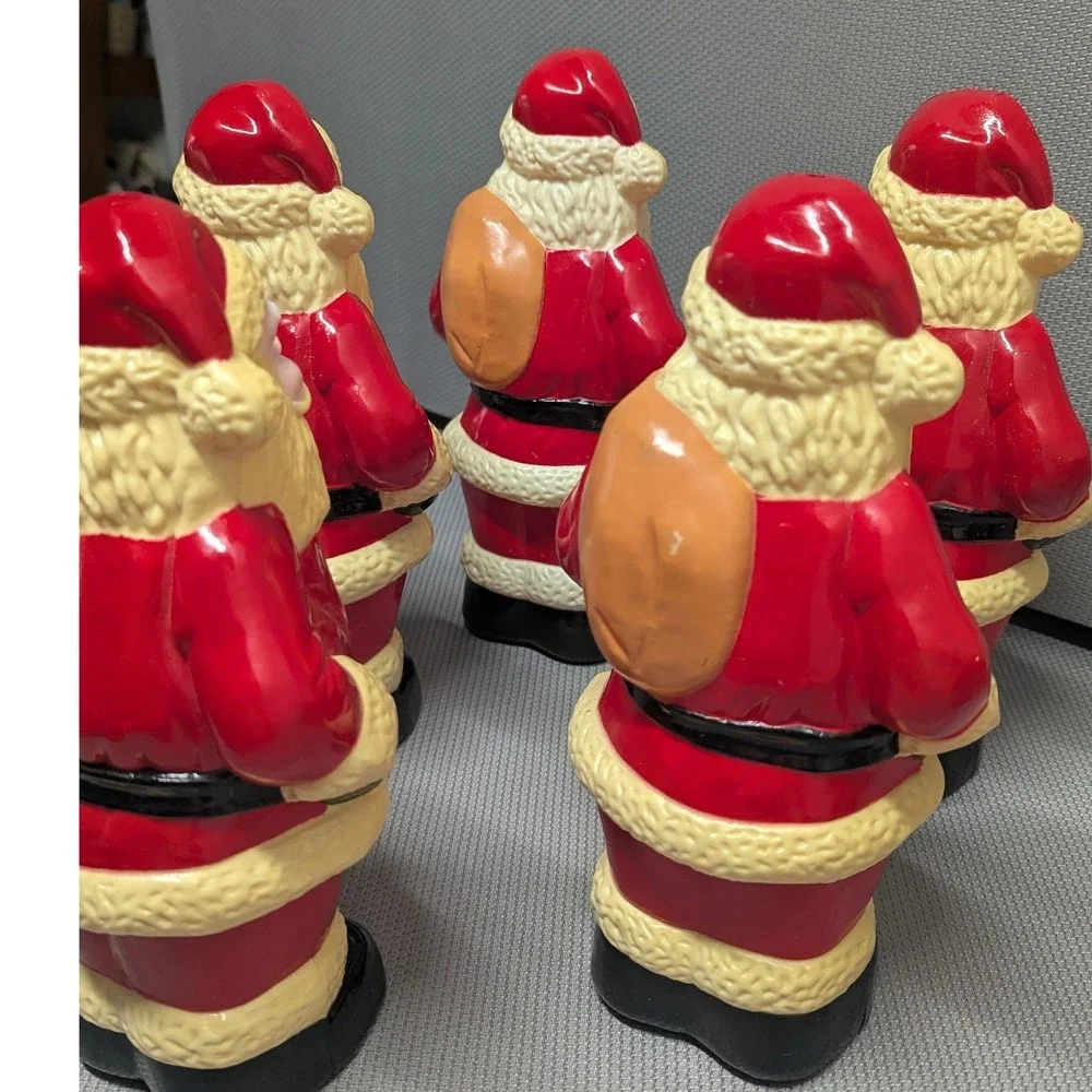 Set of 5 VTG Santa Claus Blow Mold Pathway Light Covers Christmas Holiday Decor